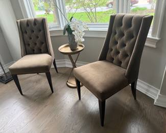 Walter E Smithe tufted side chairs (table not for sale)