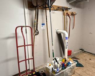 yard tools; chemicals; hand dolly