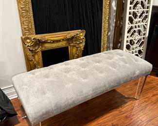 tufted bench with acrylic legs