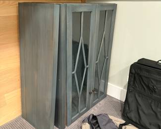 teal cabinet, wooden