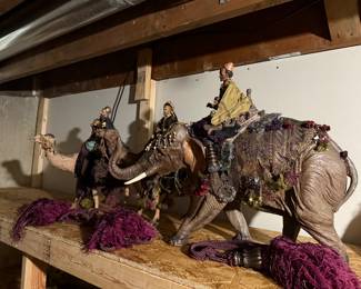 Dept 56 Neapolitan Wiseman on Elephant; two other wisemen on camels (18" tall & 29" long)