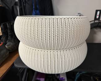 Cozies knitted wicker planters