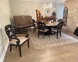 Arhaus table; bench