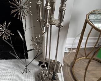 brushed nickel fireplace utensils