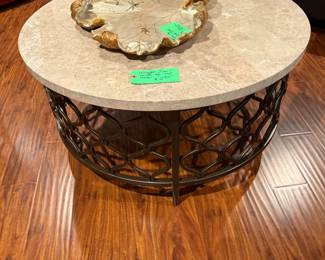 Marble top round coffee table