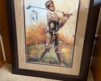 Fun framed print of vintage golfer.