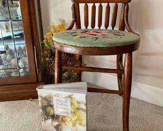 Super cute antique chair with needlepoint seat.