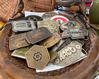 Basket full of belt buckles