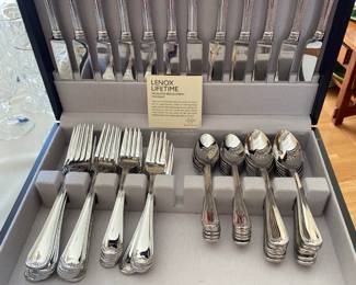 We have 2 full sets with place settings for 12 of Lenox silverplate.  You can have a huge reunion or dinner party and not have mismatched flatware.  Wow.  Very nice.