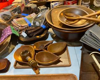 Wooden bowls and and accessories.