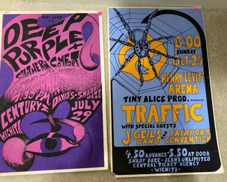 Vintage posters for Deep Purple and Traffic.