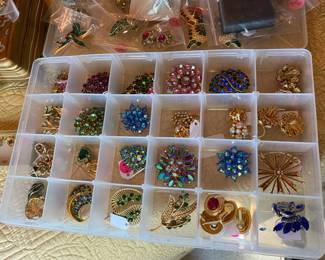 Rhinestone brooches.