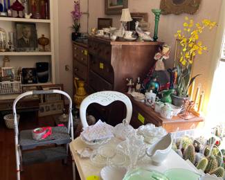 More glassware, pictures, and some of the cactus plants