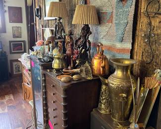 Sony Audio cabinet, sheet music storage chest, speaker, and lamps