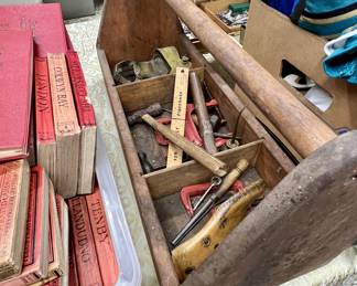 Vintage toolbox with tools