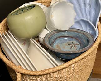 Lot of miscellaneous pottery, vases, and stoneware plates and bowls