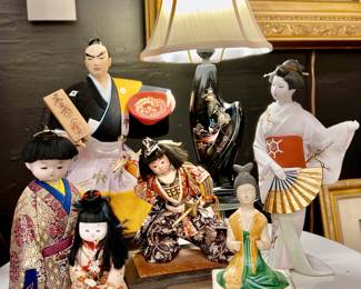 Collection of Handcrafted Vintage Japanese Dolls and Figurines