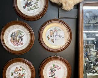 Lot of five porcelain Boehm bird plates wall art
