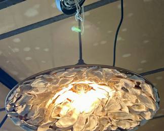 Handcrafted oyster shell overhead light