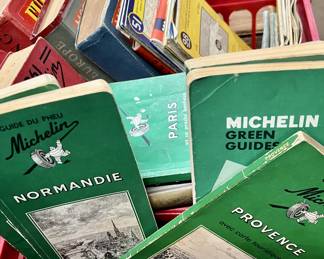 Lot of Michelin travel guidebooks, and maps