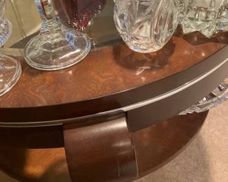 WOOD AND GLASS END TABLE x2