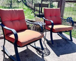 IRON ROCKING PATIO CHAIRS & TABLE