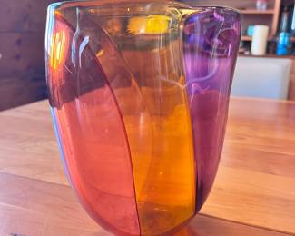 Large hand blown glass vase