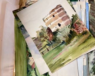 a selection of mid century original water colors