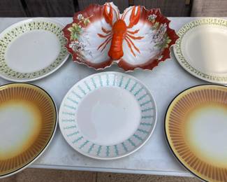 mcm dishes and vintage porcelain lobster dish