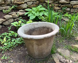 One of two large flower pots.
