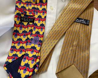 Hermes and Gucci ties.