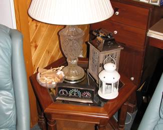 Hexagon end table, Mid Century Barometer, table lamp and more