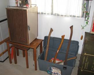 Coleman 3 way cooler and axes and hatchets