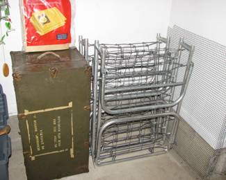 military trunk, aluminum lounge chair frames