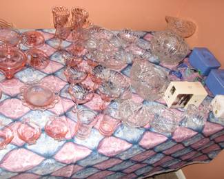 Pink glass including depression