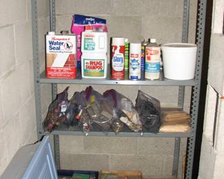 Light bulbs, chemicals and boxes of hardware