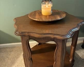 Side table with hollowed out bottom for blankets/games/ect.