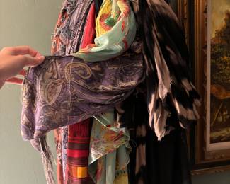 Uniquely patterned scarves.