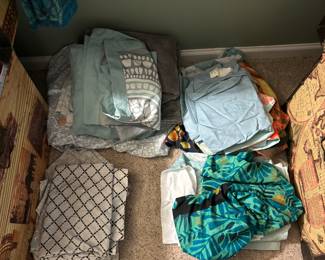 Freshly washed sheets and pillowcases.