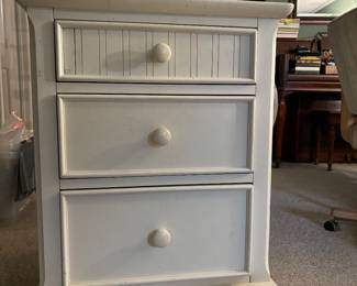 Bedside table with deep drawers. Matches with dresser and shelves.