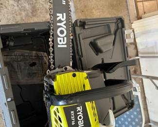 The RYOBI 16 in. 37cc 2-Cycle Gas Chainsaw with Heavy-Duty Case is a gas-powered chainsaw with an anti-vibe handle for stability