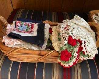 Vintage handkerchiefs and handmade doilies