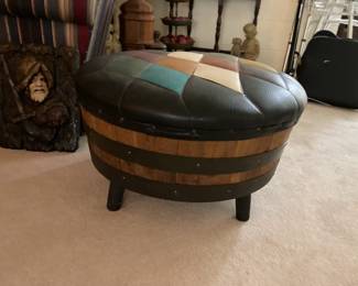 Mid Century Whiskey Barrel ottoman