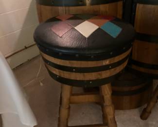 Mid Century Whiskey Barrel barstool