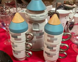 Retired rare Disney Cinderella's Castle Coffee Pot and Cup set