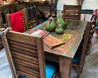 Dining table with six chairs- must see in person! Stunning colors and details!