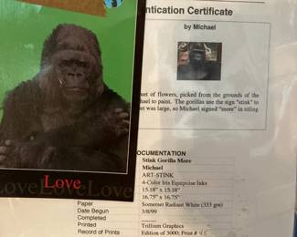 Information and Certificate of Authenticity for "Stink Gorilla More"