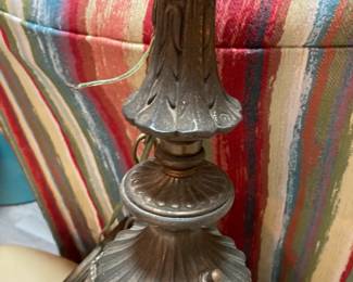 Stunning vintage light fixture-- originally came from a rectory in a church in New York. Glasswork is in great condition. A very unique statement piece.