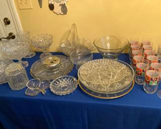 Large selection of crystal serving pieces