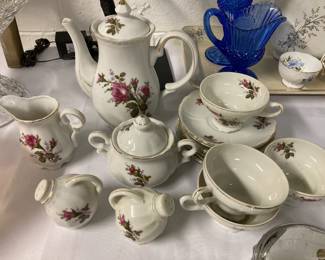 Vintage Moss Rose tea set